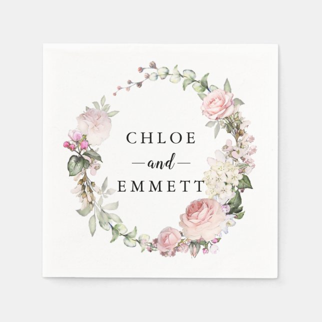 Serviette En Papier Serre rose rose rose rousse rustique (Devant)