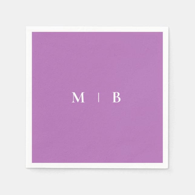 Serviette En Papier Serrer simple orchidée et blanc monogramme serviet (Devant)