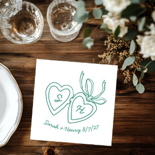 Serviette En Papier Serrure de coeur Whimsical Doodle Croquis moderne