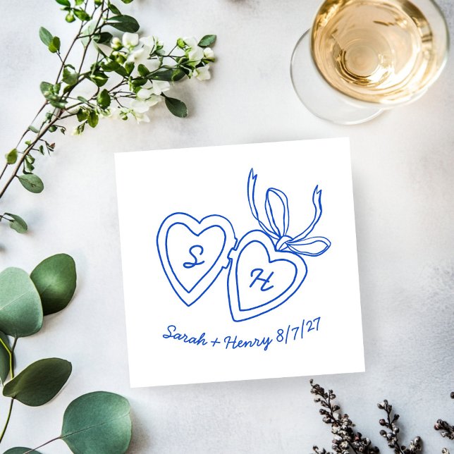 Serviette En Papier Serrure de coeur Whimsical Doodle Croquis moderne  (Whimsical Heart Locket Doodle Sketch Modern CUSTOM Napkins
)