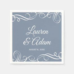 Serviette En Papier Serrures Mariages Élégantes (bleu Duché)