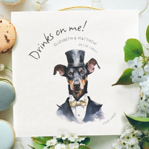 Serviette En Papier Serveur Doberman Élégant Aquarelle Personnalisable