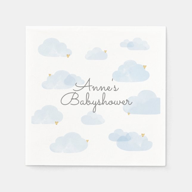 Serviette En Papier Serveurs de bébés shower nuages bleu clair (Devant)