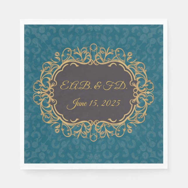 Serviette En Papier Service de monogramme de style Régence Regencycore (Devant)