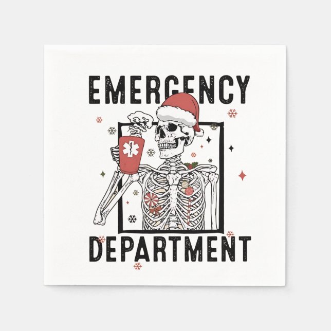Serviette En Papier Service d'urgence Skeleton Nuring Coffee Lover (Devant)