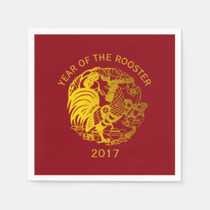 Serviette En Papier Serviette 2017 de papier de zodiaque d'année d'or
