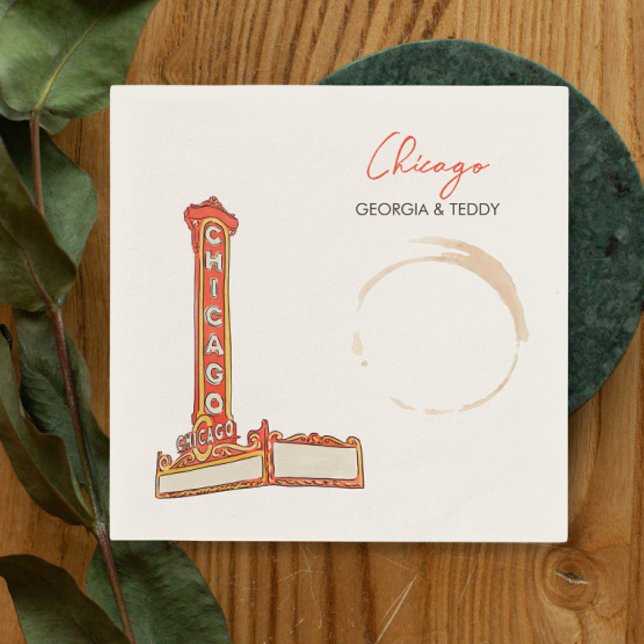 Serviette En Papier Serviette de cocktail Mariage de Chicago (Créateur téléchargé)