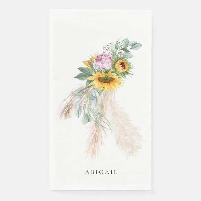 Serviette En Papier Serviette de douche personnalisée tournesols Boho  (Devant)