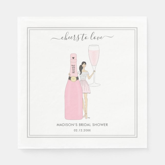 Serviette En Papier Serviette de Fête de Fiançailles - Rose Bubbly (Devant)