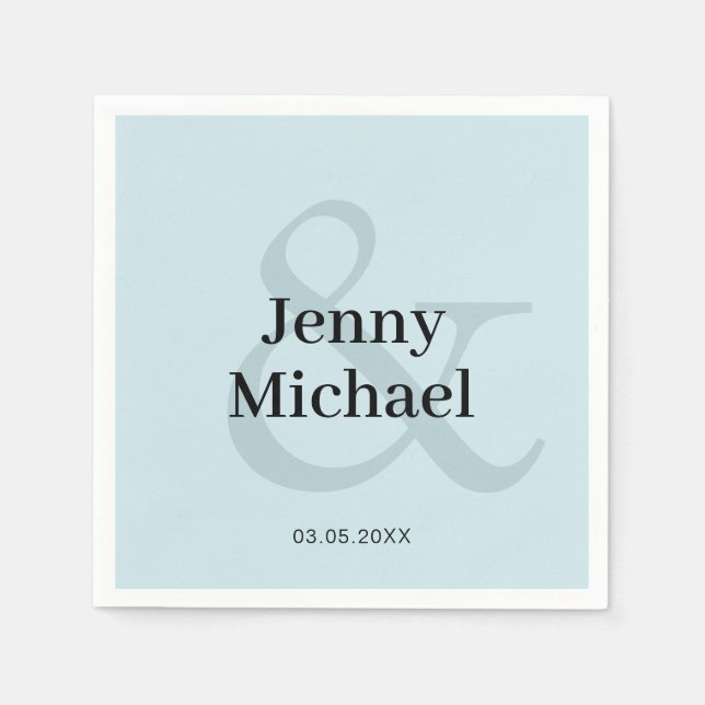 Serviette En Papier Serviette de mariage bleu clair personnalisée (Devant)