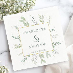 Serviette En Papier Serviette de mariage Eucalyptus moderne et élégant