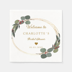 Serviette En Papier Serviette de mariage Eucalyptus moderne et élégant