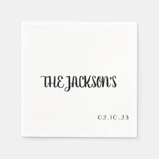 Serviette En Papier Serviette de mariage simple avec nom de famille de