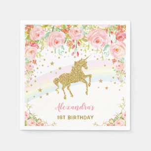 Serviette En Papier Serviette de papier d'anniversaire floral de rose