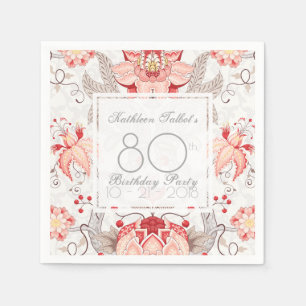Serviette En Papier Serviette de papier florale de fête d'anniversair