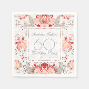 Serviette En Papier Serviette de papier florale de fête d'anniversair