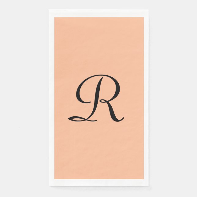 Serviette En Papier Serviette de papier invité Fuzz pêche et monogramm (Devant)