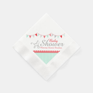 Serviette En Papier Serviette de papier nommée grise rouge de baby