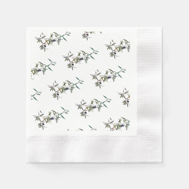 Serviette En Papier Serviette de rôle avec aquarelle de branche (Devant)