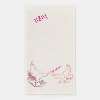 Serviette En Papier Serviette d'hôte romantique Mariage avec des colom