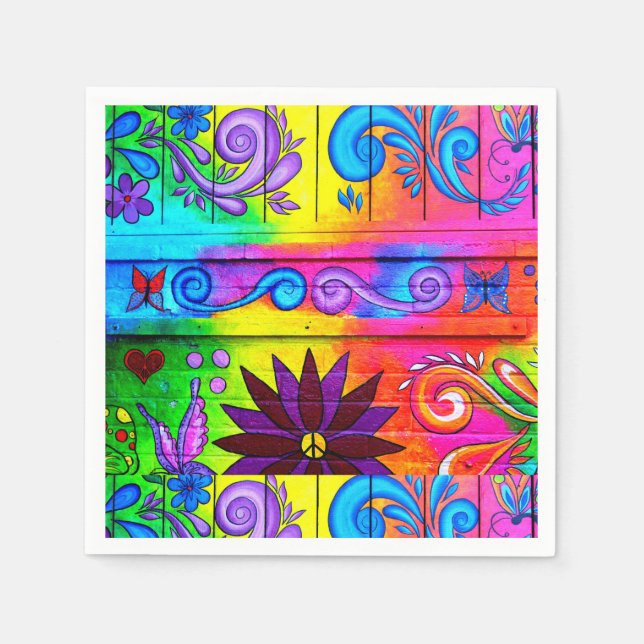 Serviette En Papier serviette hippie des années 70 super (Devant)