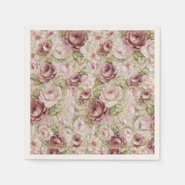 Serviette En Papier Serviette Mer de roses (Devant)