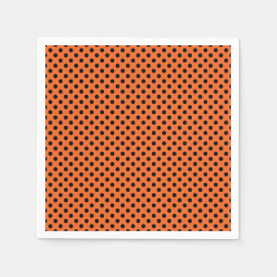 Serviette En Papier Serviette/orange de Halloween avec le pois noir