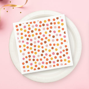 Serviette En Papier Serviette pois rose, orange et jaune