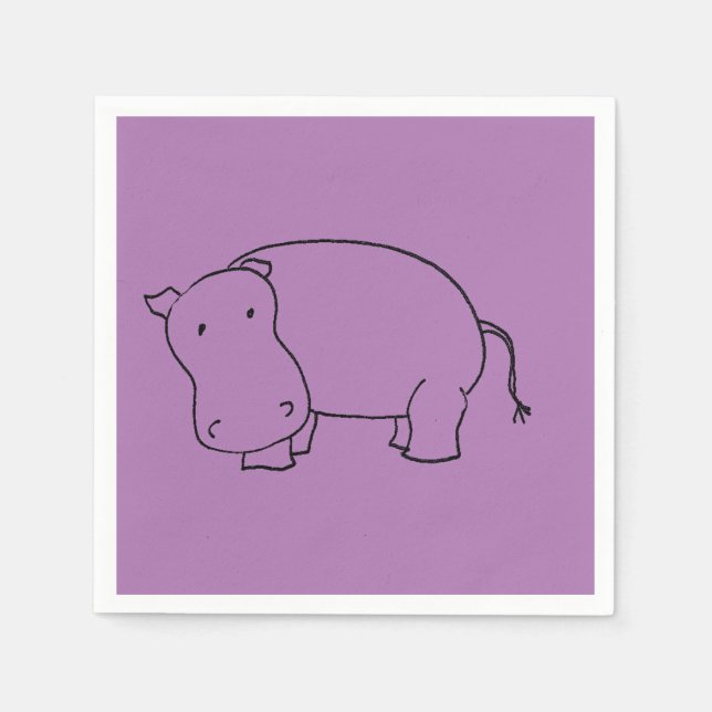 Serviette En Papier serviette pourpre hippo (Devant)