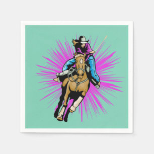Serviette En Papier Serviette Western Party Cowgirl sur cheval