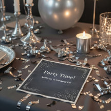 Serviettes 18e Anniversaire Moderne Bleu Foncé & A