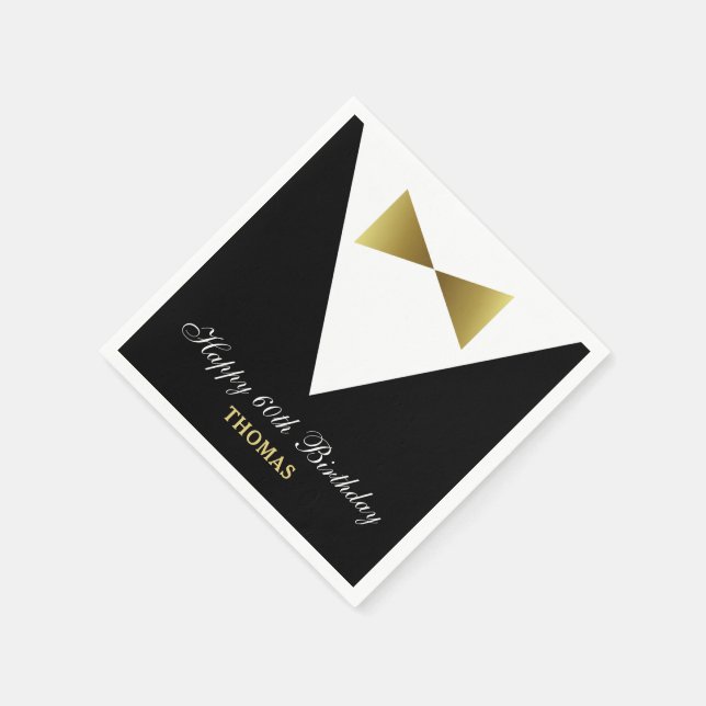 Serviette En Papier Serviettes 60e anniversaire | Black and Gold Party (Coin)