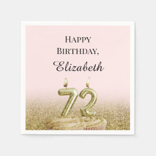 Serviette En Papier Serviettes 72e anniversaire rose et or