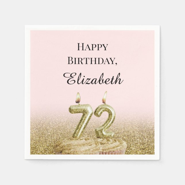 Serviette En Papier Serviettes 72e anniversaire rose et or (Devant)