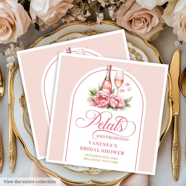 Serviette En Papier Serviettes à accents dorés Classic Petals et Prose (Classic Petals and Prosecco Gold Accent Napkins)