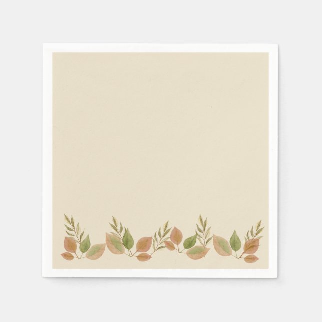 Serviette En Papier Serviettes à bordure de feuilles botaniques rustiq (Devant)