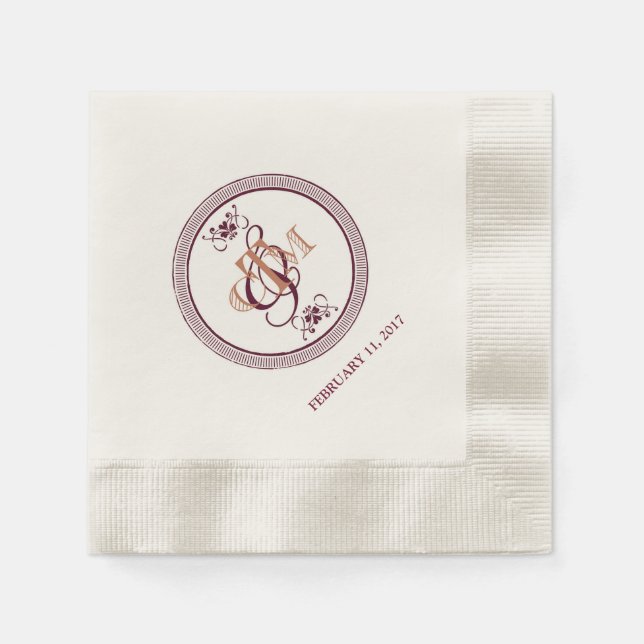 Serviette En Papier Serviettes à cocktails monogrammées C et M (Devant)