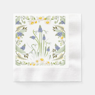 Serviette En Papier Serviettes à design complet avec fleurs estivales