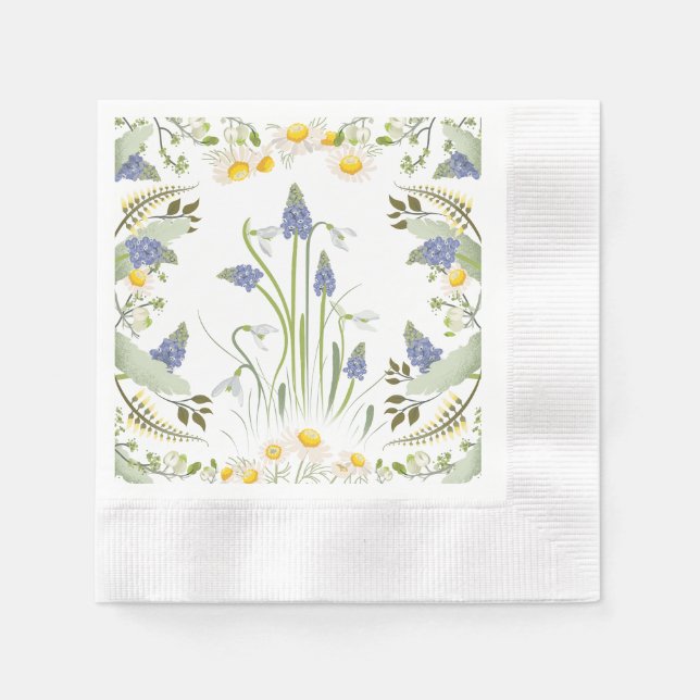 Serviette En Papier Serviettes à design complet avec fleurs estivales  (Devant)