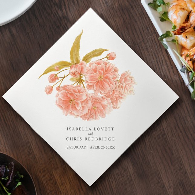 Serviette En Papier serviettes à fleurs florales de pêche mariage (Créateur téléchargé)