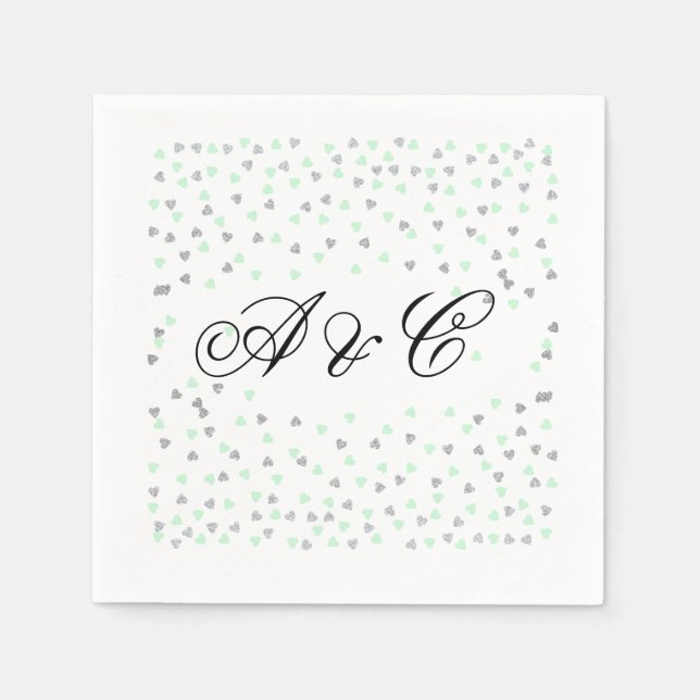 Serviette En Papier Serviettes à la menthe et à l'argent (Devant)