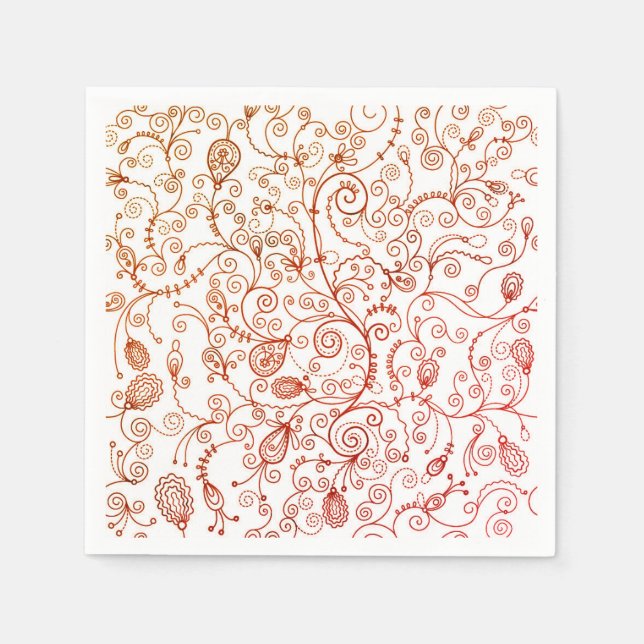 Serviette En Papier Serviettes à la mode rouge florale (Devant)