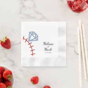 Serviette En Papier Serviettes à monogramme avec paillettes de basebal