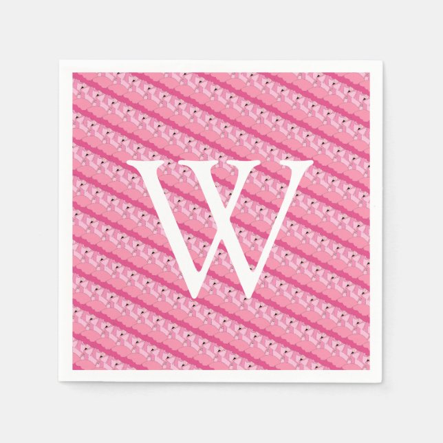 Serviette En Papier Serviettes à monogramme initial Rose Tropical Flam (Devant)