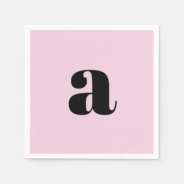 Serviette En Papier Serviettes à monogramme rose moderne (Devant)