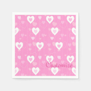 Serviette En Papier Serviettes à motif de cœurs roses et blancs