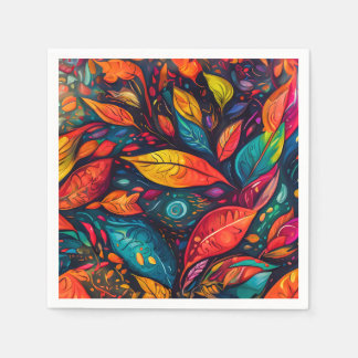 Serviette En Papier Serviettes à motif de feuilles coloré