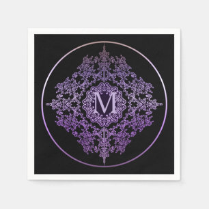 Serviette En Papier Serviettes à motif filigrané violet monogramme