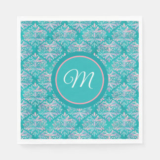 Serviette En Papier Serviettes à motif sarcelle monogrammées