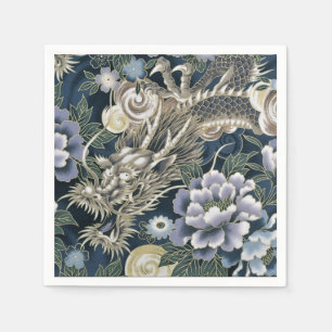 Serviette En Papier Serviettes à motifs floraux Dragon asiatique